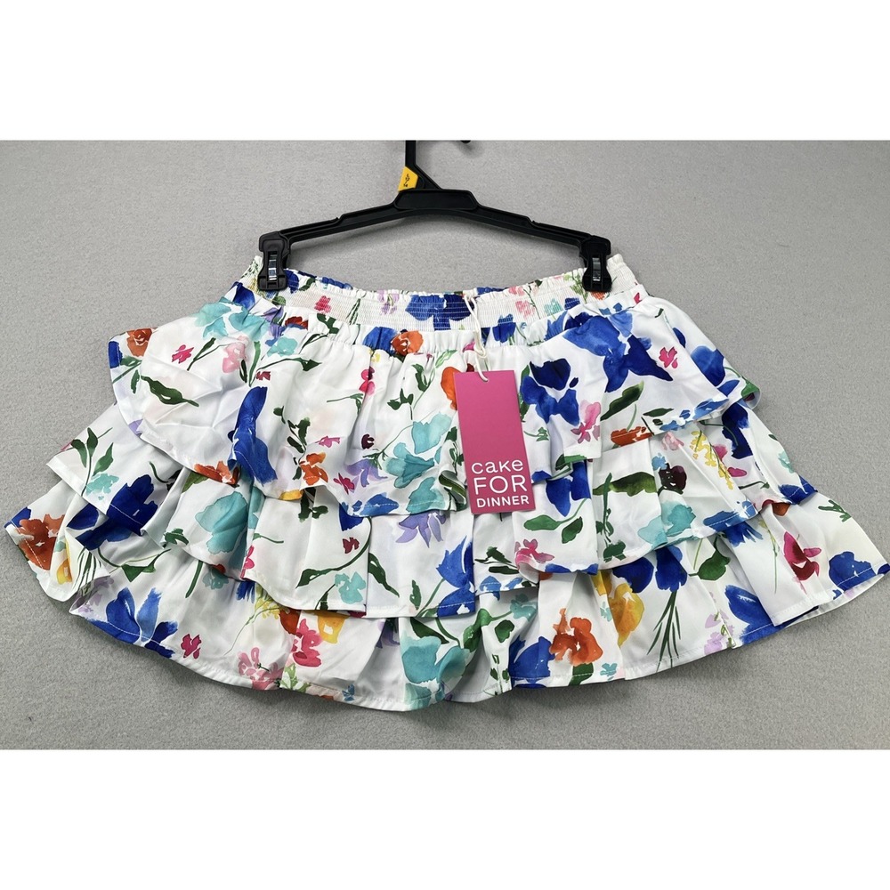 Cake For Dinner Womens Laurel Floral Layered Ruffled Mini Skirt L NWT 312010SBL